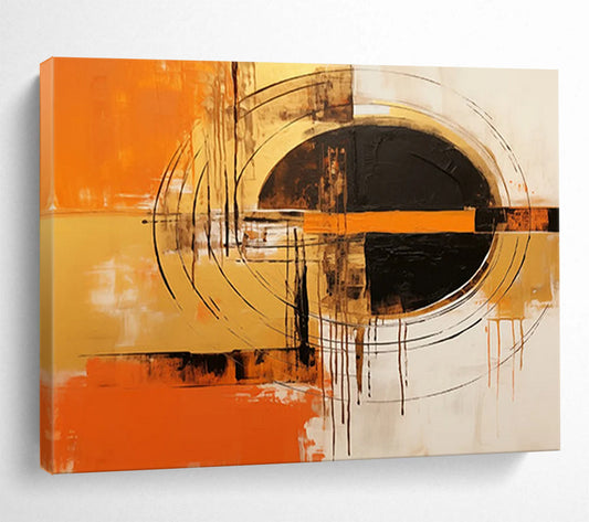 Orange - Black Geometric Dynamism - Bold Entryway Art DLZ105