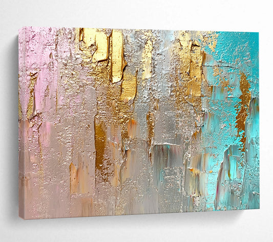 “Pink and Gold Textured Art” - Pink, Gold, Gray, Textured Abstract Painting On Canvas HB0992