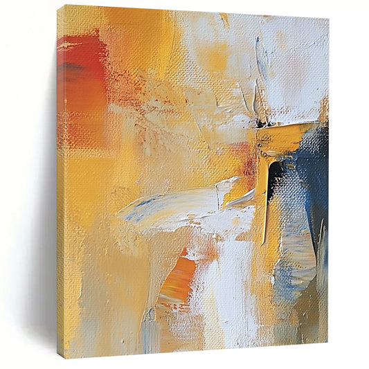 Contemporary abstract artwork featuring warm colors expressive brushstrokes and dynamic textures created with palette knife techniques. DLZ0899