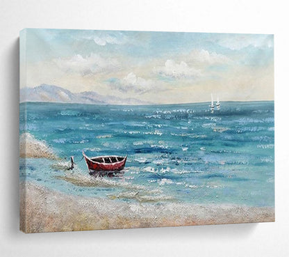 Coastal Boat & Sea - Relaxing Living Room or Bathroom Art DLZ224