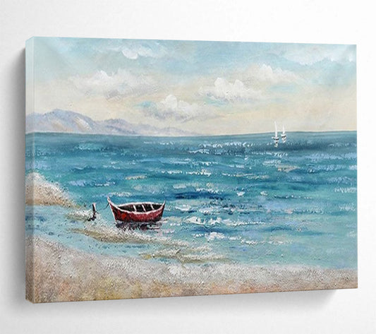 Coastal Boat & Sea - Relaxing Living Room or Bathroom Art DLZ224