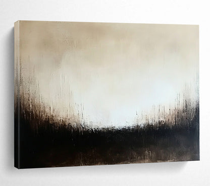 “Monochrome Textured Abstract” - Beige, Black, Subtle Textures, Minimalist Painting On Canvas HB0902