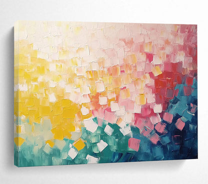 “Colorful Square Impasto” - Pointillist - Inspired Painting On Canvas HB0515