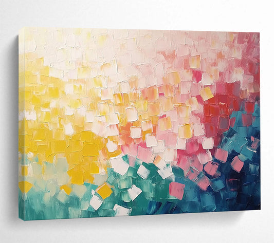 “Colorful Square Impasto” - Pointillist - Inspired Painting On Canvas HB0515