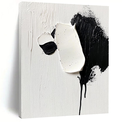Contemporary hand-painted abstract art featuring a cute panda with detailed strokes of white and black on a minimalist background capturing softness and elegance. DLZ1737