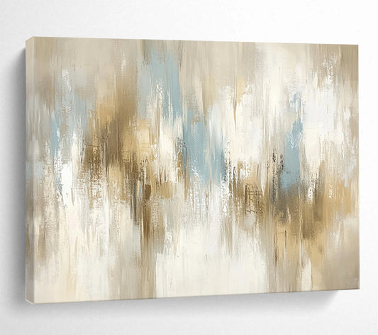 “Soft Neutral Abstract Strokes” - Beige, Gray, Blue, Subtle Abstract Brushstrokes Painting On Canvas HB0967