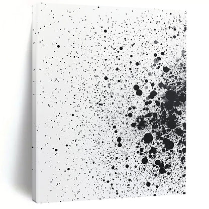 Black Dots & Splatter on White - “Random Ink Energy” Painting On Canvas HB226