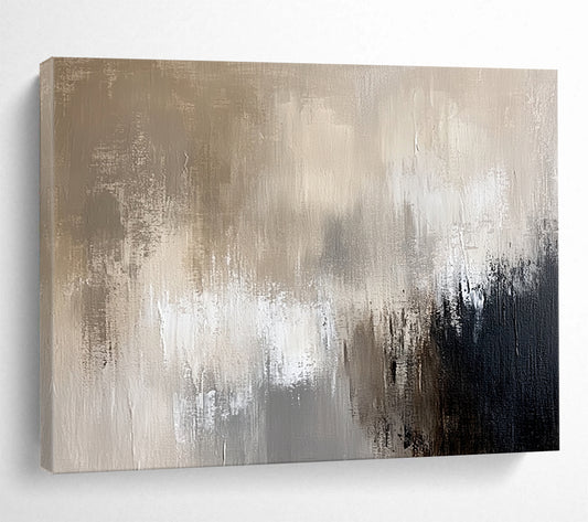 “Neutral Textured Abstract” - Beige, gray, white, black; Textured neutral abstract; Acrylic Painting On Canvas HB1278