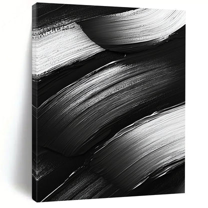 Black and White Textured Brushstrokes "Monochrome Rhythm" Painting On Canvas HB311