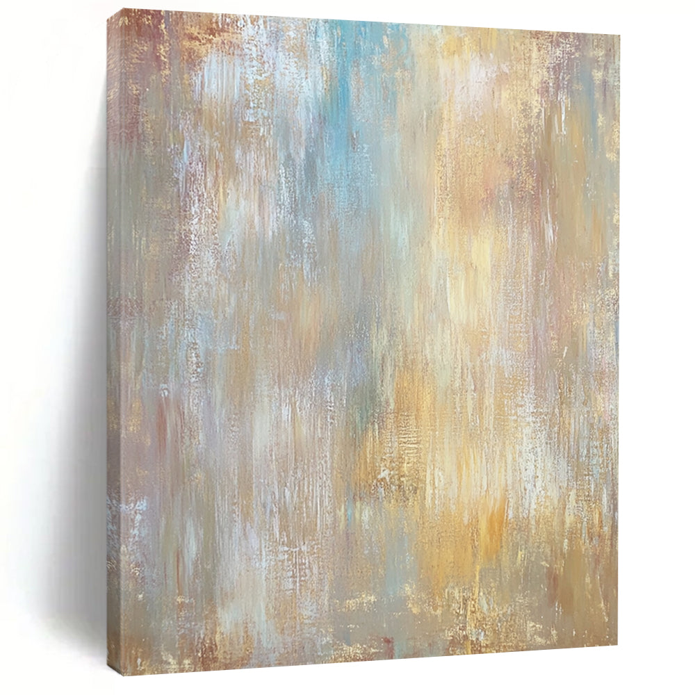 Contemporary abstract artwork features muted earth tones with soft textures and large brush strokes on wood for a stunning visual impact. DLZ0900