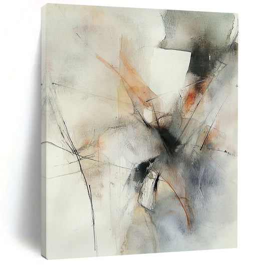 Contemporary abstract watercolor art captures the essence of wind with loose brush strokes and muted colors, conveying movement and emotion. DLZ1083