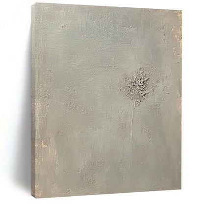 Contemporary abstract artwork featuring an empty light gray canvas with soft tones and faint embossed writing at the center. DLZ0576