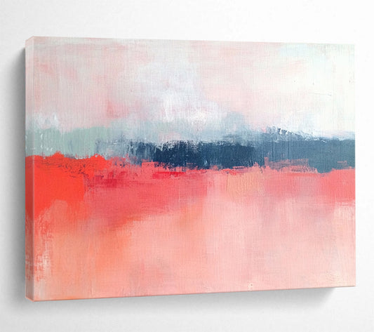 “Soft Coral Hues” - Gentle Pinks, Corals, and Muted Blues, Subtle Landscape - Inspired Abstract Painting On Canvas HB0912