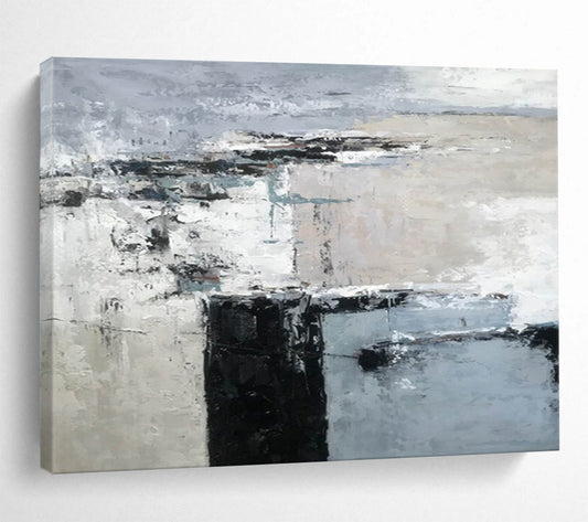 Monochromatic Minimalist Abstract: Elevate Your Space with Subtlety DLZ152