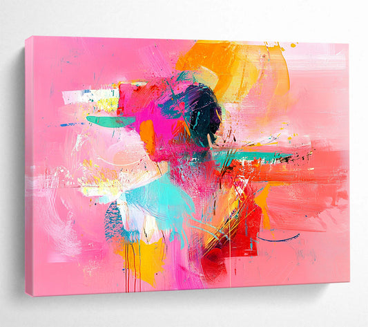 “Vibrant Pink Portrait” - Pink, Orange, Teal, Abstract Figure - Contemporary Pop - Inspired Acrylic Painting HB1539
