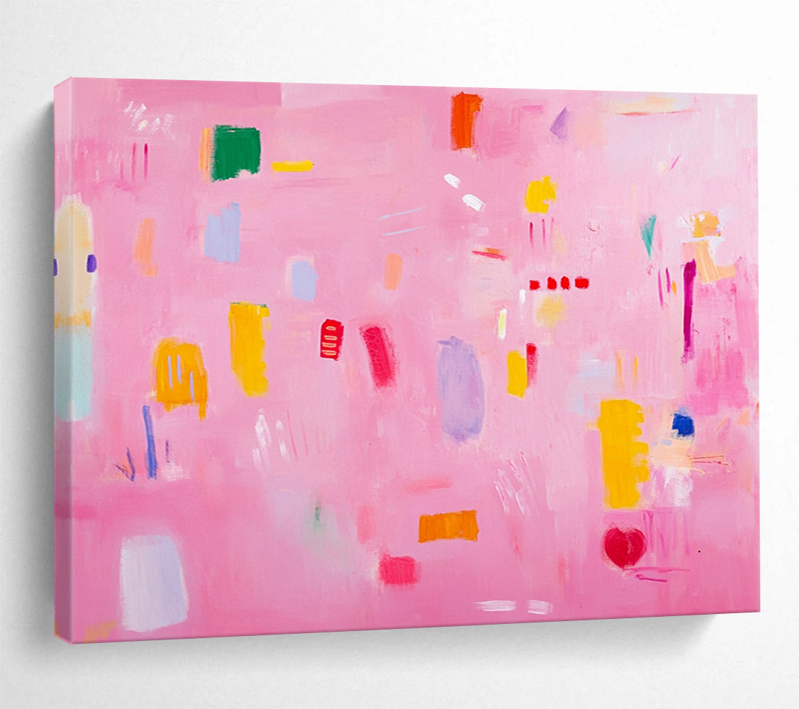 “Playful Pink Abstract Shapes” - Pink, Colorful Shapes, Abstract Painting On Canvas HB0691