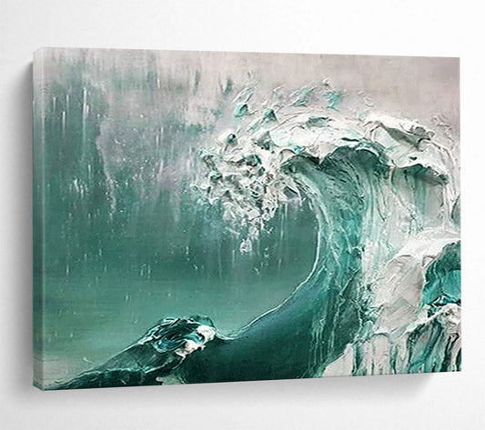 Textured Ocean Wave - Dramatic Coastal Living Room Art DLZ232