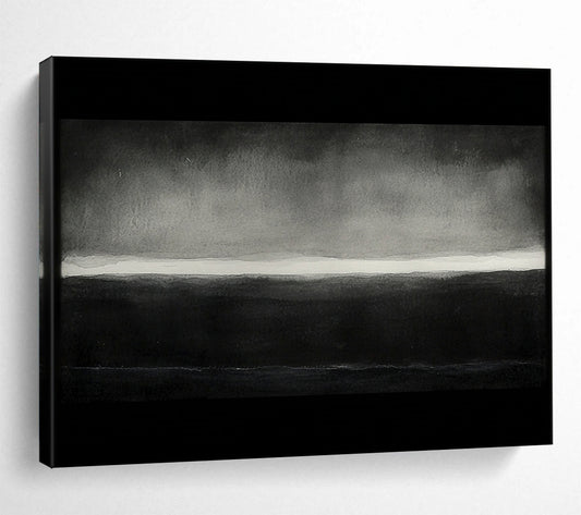 Muted Black and White Landscape - Serene Abstract Painting On Canvas HB0465