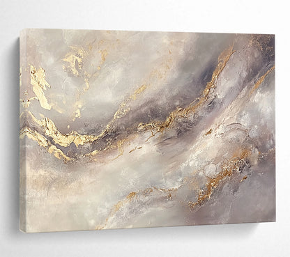 “Gold - Accented Gray Abstract” - Gray, Gold, Abstract Textured Swirls HB1132