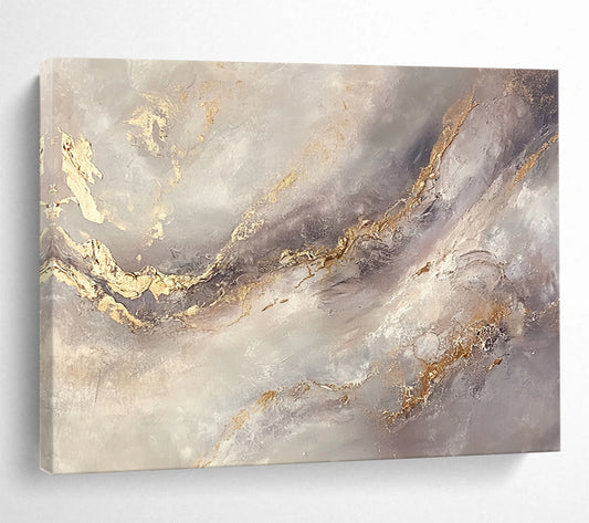 “Gold - Accented Gray Abstract” - Gray, Gold, Abstract Textured Swirls HB1132