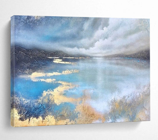 Serene Lake & Sky Abstract - Calming Bedroom or Office Art DLZ192