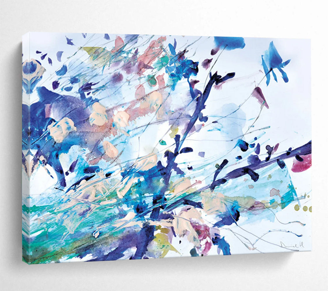 Blue - Colored Floral Abstract: Lighting Up the Artistic Flowers in the Space DLZ147