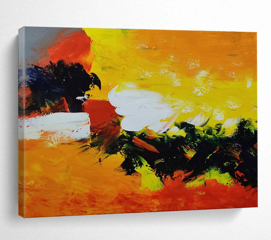 Bold & Radiant Hand - Painted Textured Abstract Painting for Bar & Office DKH652