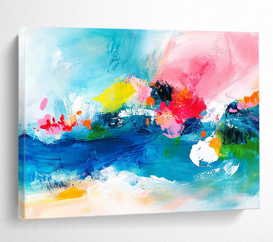 Bright Abstract Expressionist - Energetic Abstract Oil Painting On Canvas HB0479