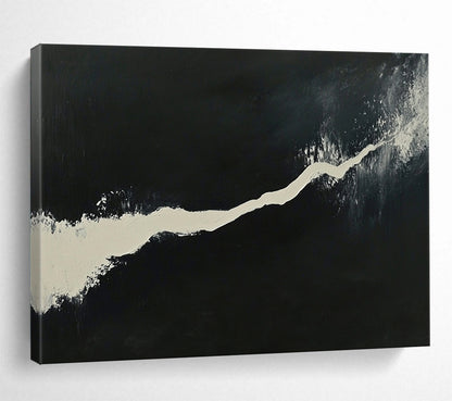 “Winding White Path” - Stark white, rich black, Abstract Minimalist Painting On Canvas HB0609