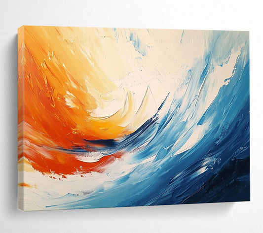 “Vibrant Color Swirl” - Orange, Blue, White, Abstract Dynamic Swirl HB1126