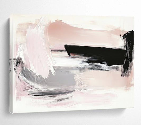 “Pink Gray Abstract Brushstrokes” - Pink, Gray, Black, White, Brushstrokes - Painting On Canvas HB1435
