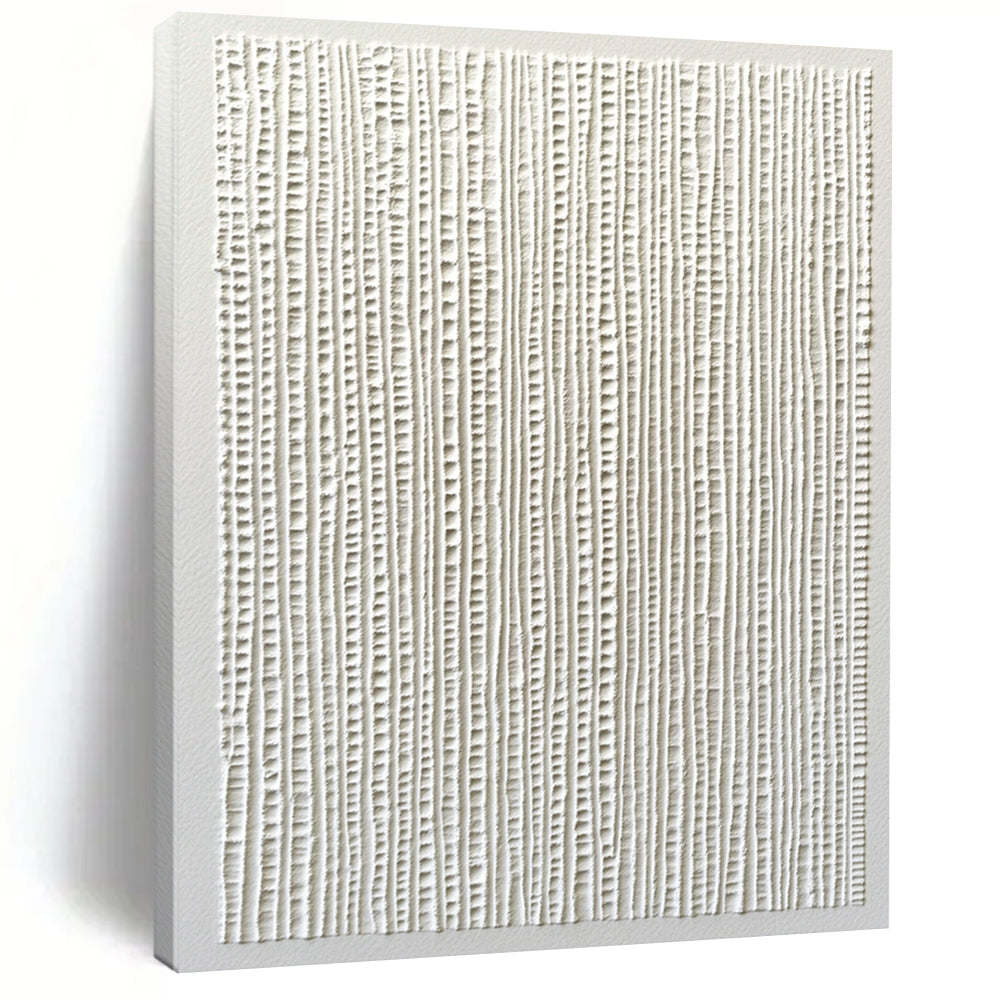 Contemporary abstract painting featuring white paper texture with vertical lines and overlapping gray strokes, creating a serene and minimalist aesthetic. DLZ1747