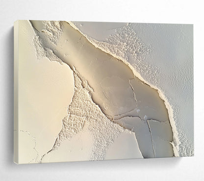 Cracked White Textured Abstract - Textural Minimalist Painting On Canvas HB0503