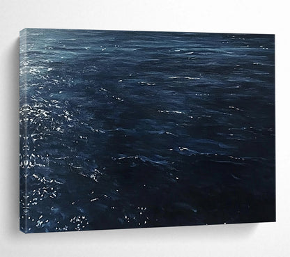 “Dark Blue Sea with Sparkles” - Realistic Oil Painting HB0526