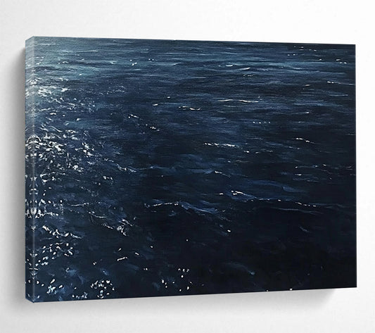 “Dark Blue Sea with Sparkles” - Realistic Oil Painting HB0526