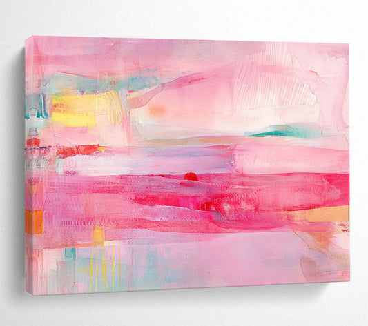 Pink and Colorful Abstract Layers - “Blush Dreams” Painting On Canvas HB1451