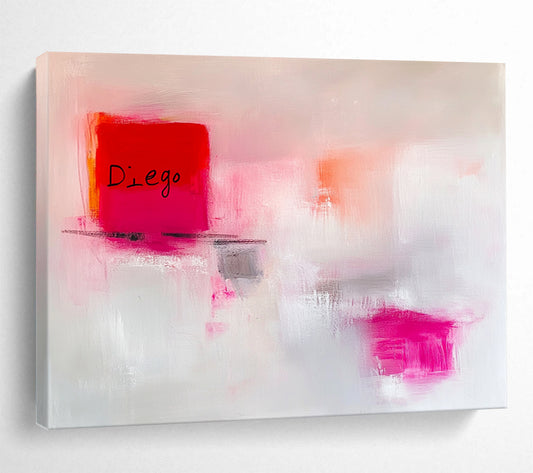 “Pink and Red Abstract” - Pink, Red, Gray, Minimalist Shapes - Acrylic Painting HB1482