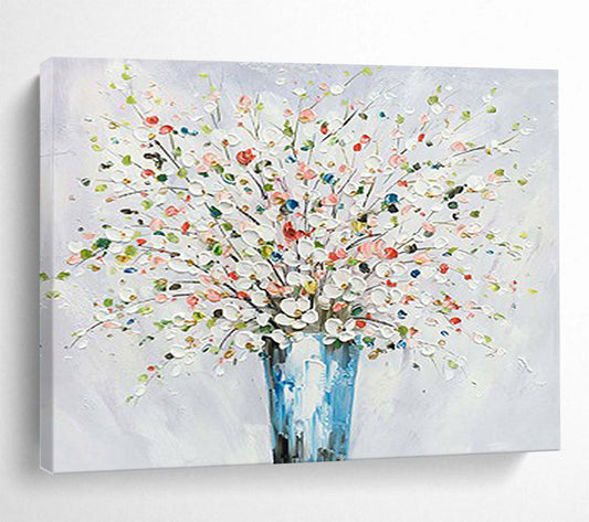 Colorful Flower Bouquet Textured Art - Cheerful Living Room or Dining Room Decor DLZ220