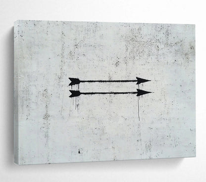 “Dripping Black Arrows” - Black, White, Street Art - Style Painting On Canvas HB0711