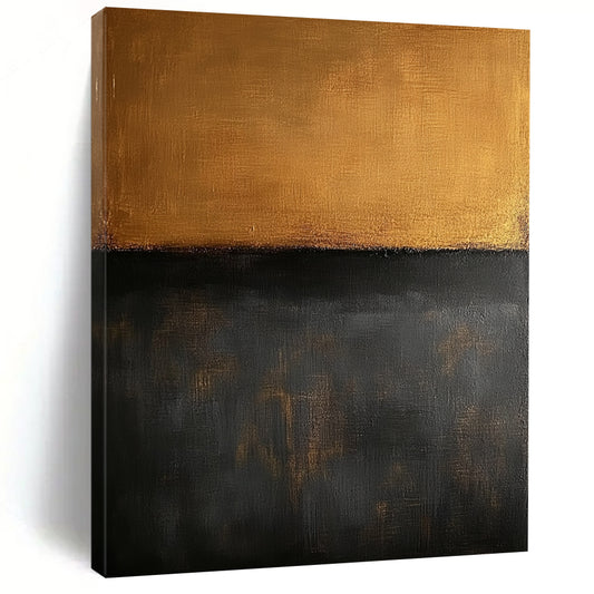 Contemporary large hand-painted abstract art features a minimalist brown and dark gray oil on canvas background in the style of Mark Rothko. DLZ0700