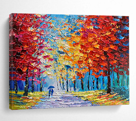Colorful Autumn Forest Stroll - Romantic Living Room or Bedroom Art DLZ200