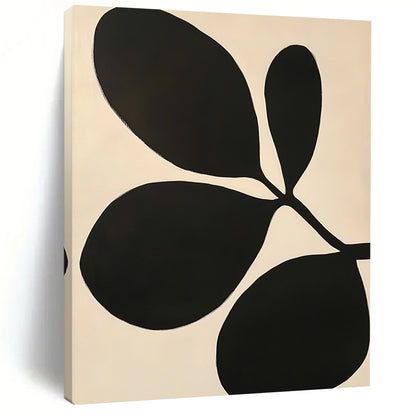Contemporary abstract artwork featuring Matisse-inspired cutouts with bold black shapes, large leaves, minimalism, and striking negative space on a white background. DLZ1595
