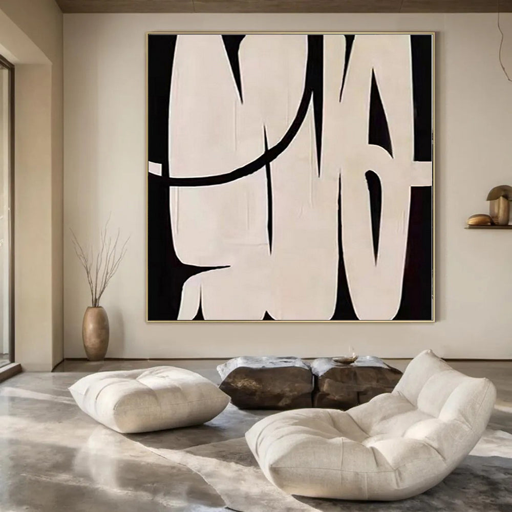 Oversized Hand-Painted Modern Abstract Painting for Living Room Bookshelf Backdrops
