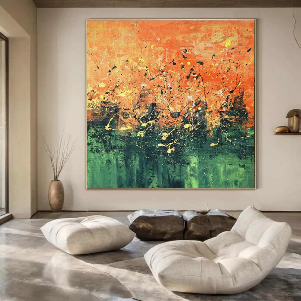 Large-Scale Contemporary Abstract Canvas for Community Center Multipurpose Rooms