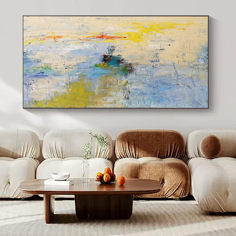 Immense Abstract Canvas for Breakfast Nook Benches - Hand-Painted Resin on Canvas