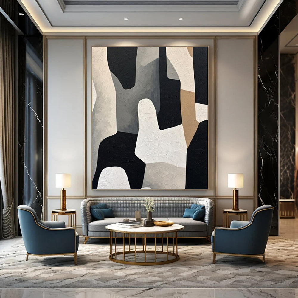 Large Hand-Painted Contemporary Abstract Wall Art for Office Private Offices