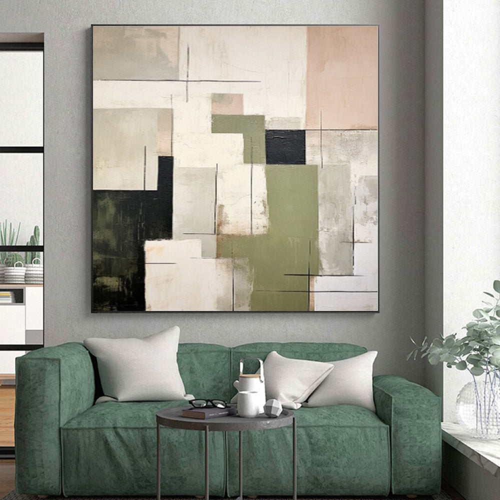 Oversized Personalized Abstract Painting for Home Office Zoom Background Wall