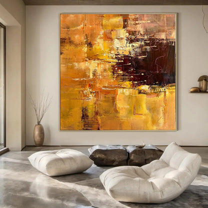 Custom Oversized Abstract Canvas for Sunroom Skylight Areas - Hand-Painted Acrylic