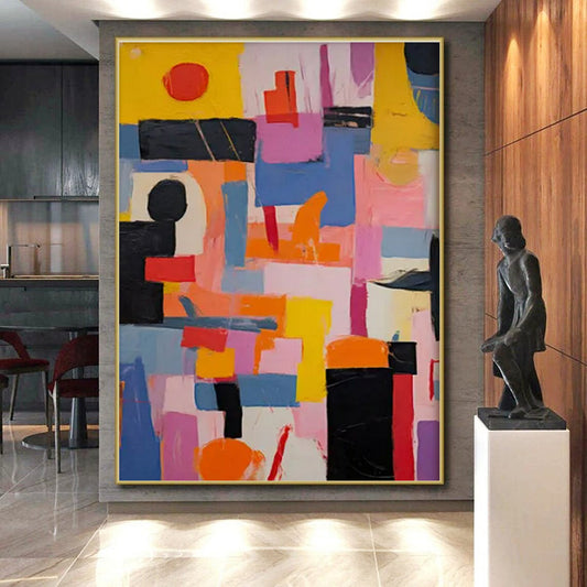 Oversized Contemporary Abstract Background Painting for Wedding Banquet Hall Stages