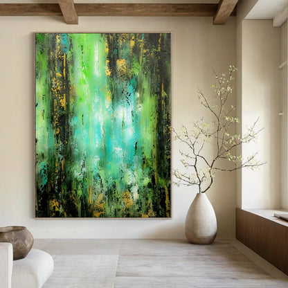 Large-Scale Hand-Painted Contemporary Abstract Canvas for Bedroom Murphy Bed Areas